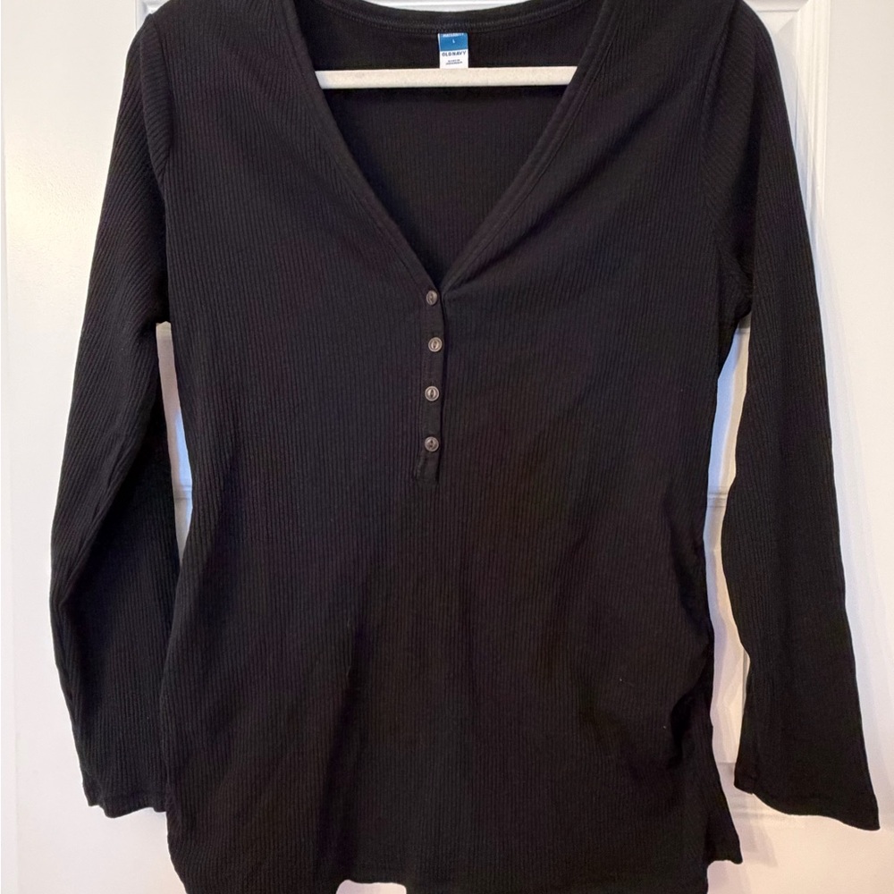Old Navy Black Long Sleeve V-Neck Top